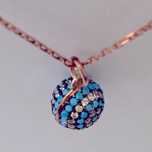 🧿925 Silver blue evileye turquoise cubic zirconia necklace 14k rose gold plated